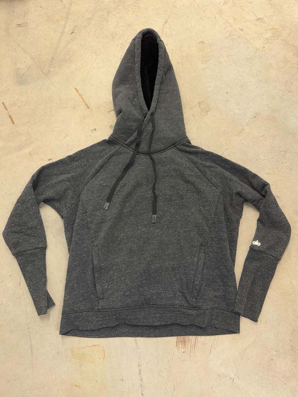Alo Yoga Frost Long Sleeve Faux Shearling Lined Hoodie Sweatshirt